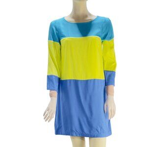 MAEVE ANTHROPOLOGIE Women’s Dress Blue Yellow Color-block Rayon Size 6